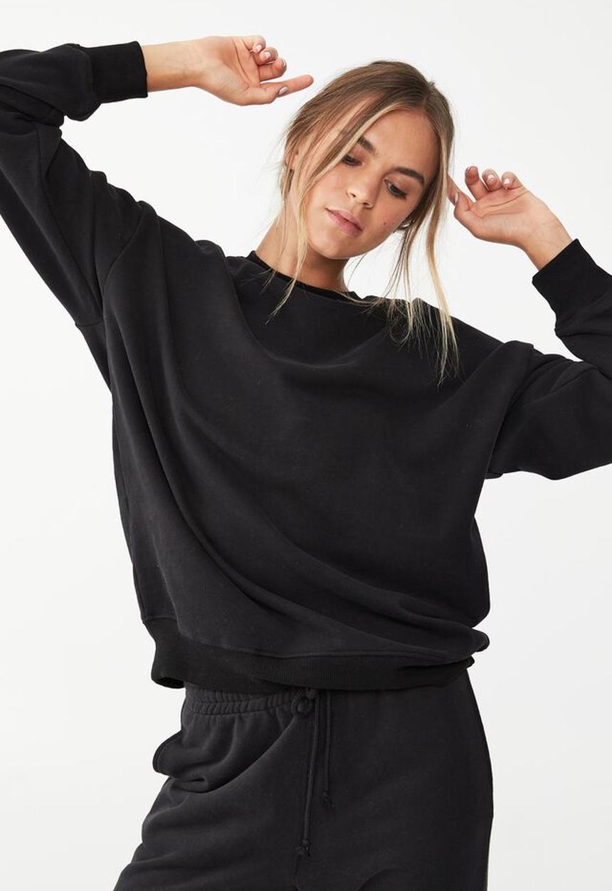Cotton On - Plush oversized crew - black