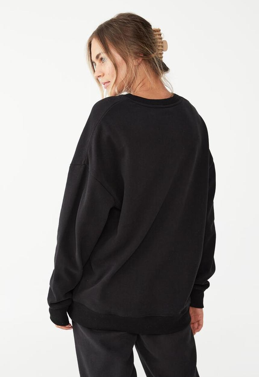 Cotton On - Plush oversized crew - black