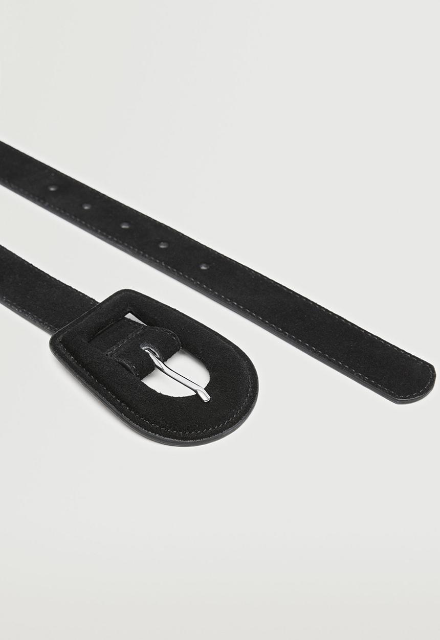 MANGO - Maxi buckle leather belt - black