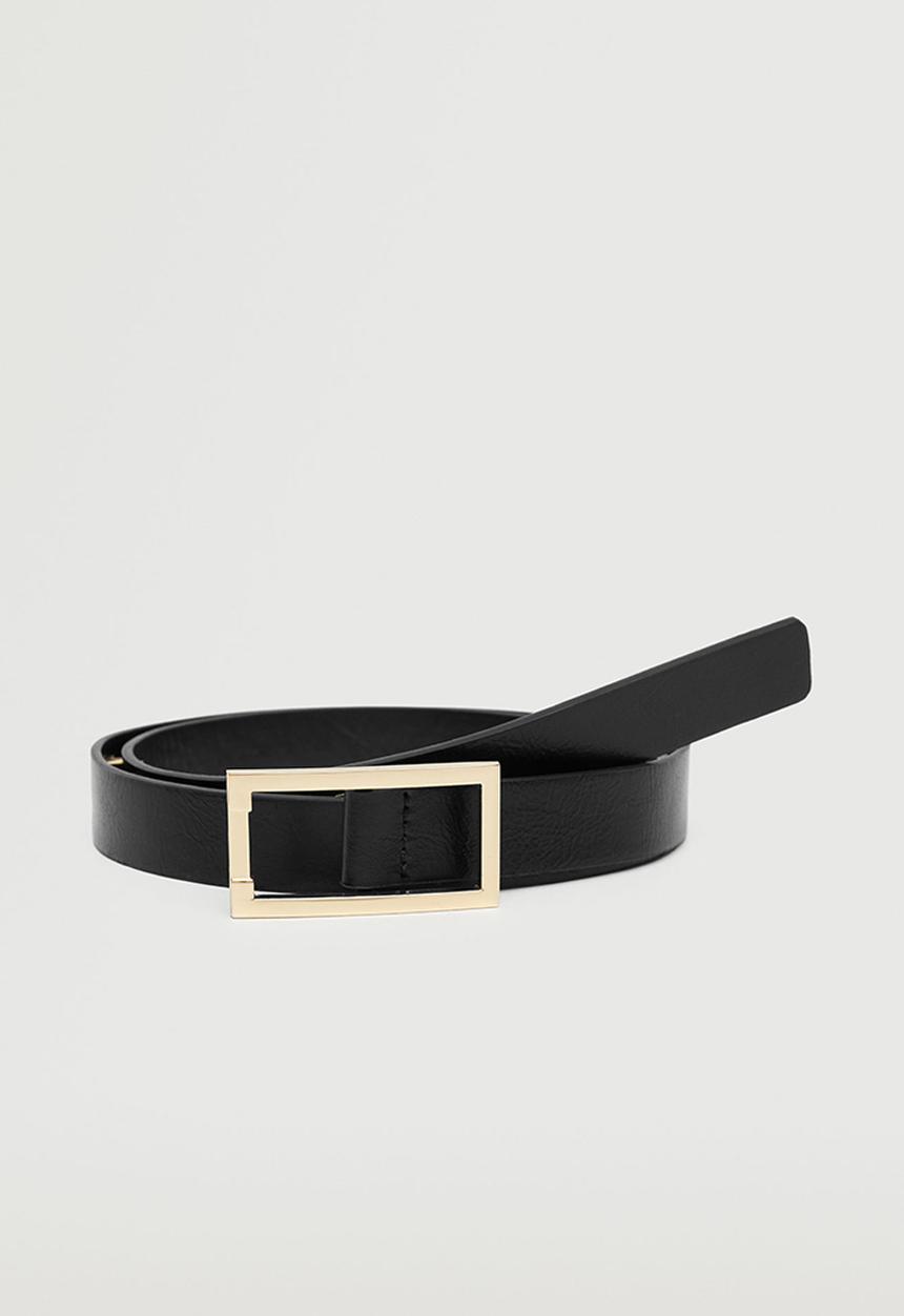 MANGO - Metal appliqué belt - black