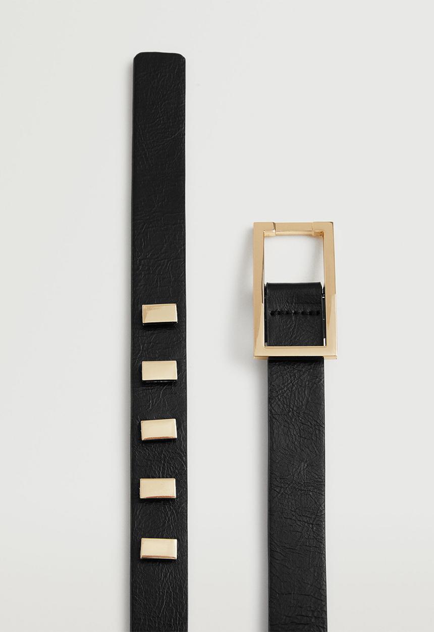 MANGO - Metal appliqué belt - black