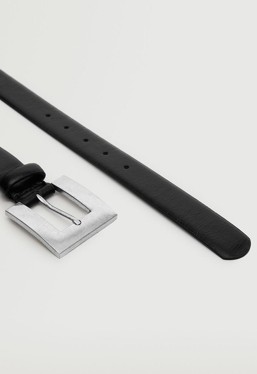 MANGO - Square buckle belt - black