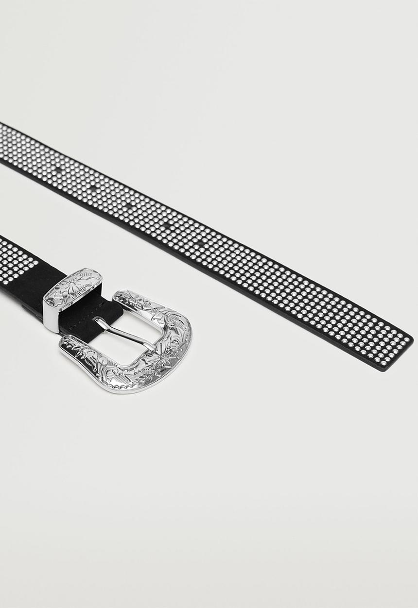 MANGO - Buckled studded belt - black