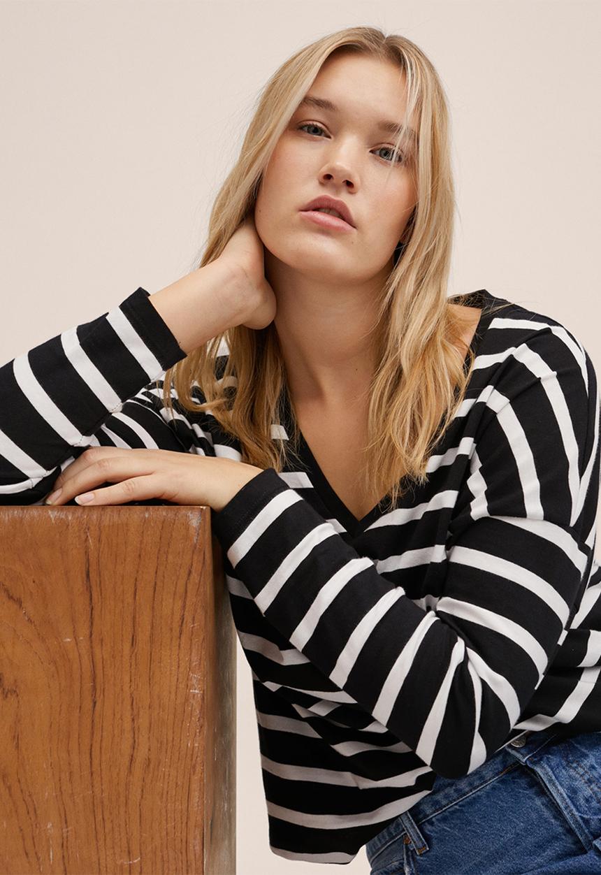 MANGO - Plus t-shirt sacov2 - white & black 