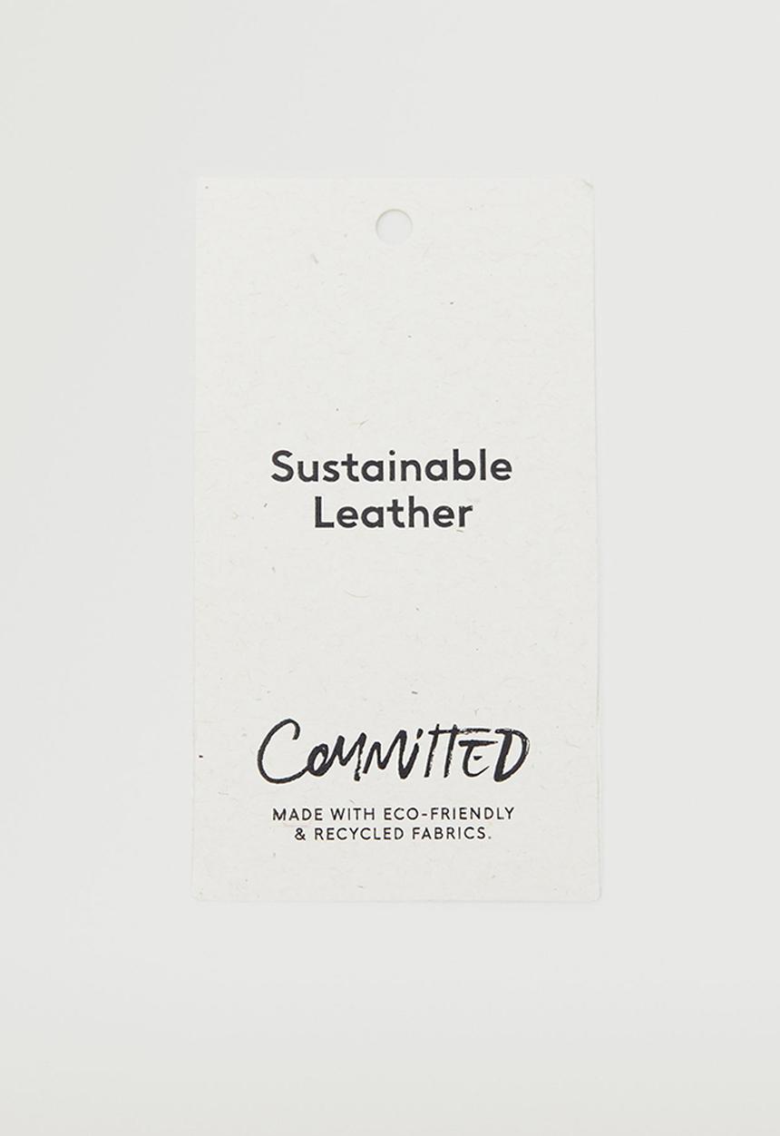 MANGO - Flap leather bag - off white