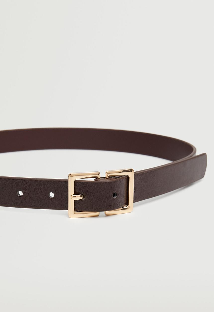 MANGO - Double buckle belt - chocolate
