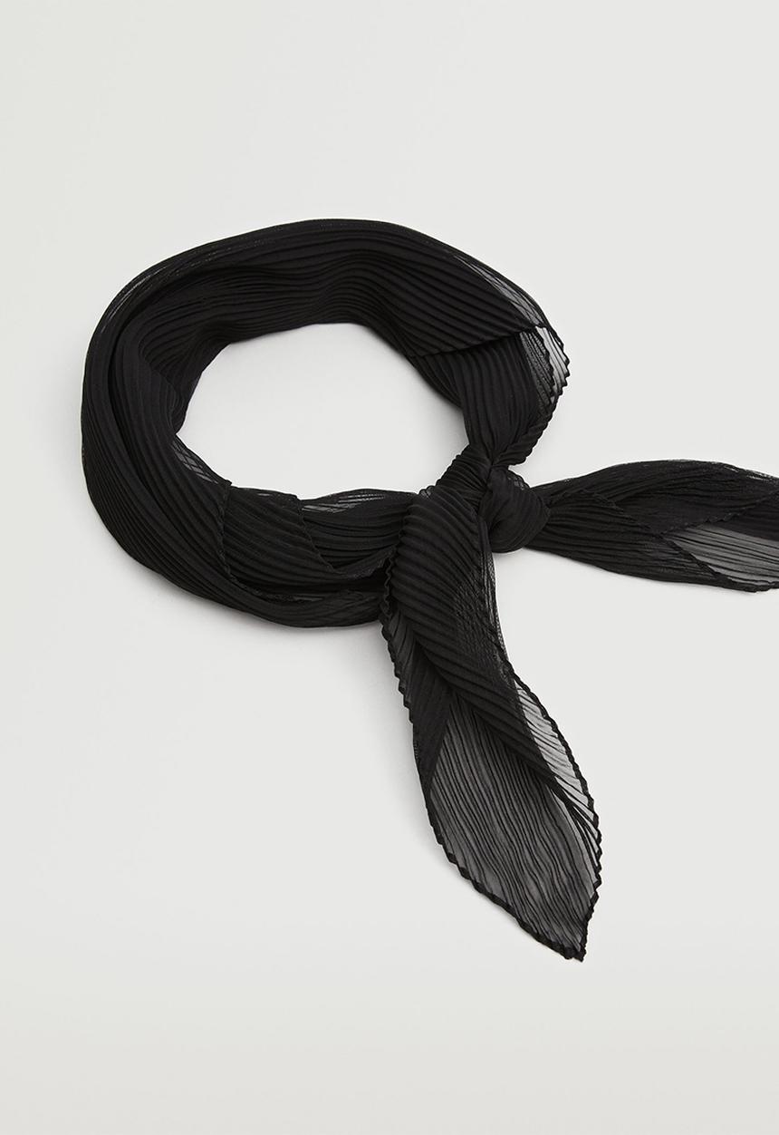 MANGO - Semi-transparent textured scarf - black