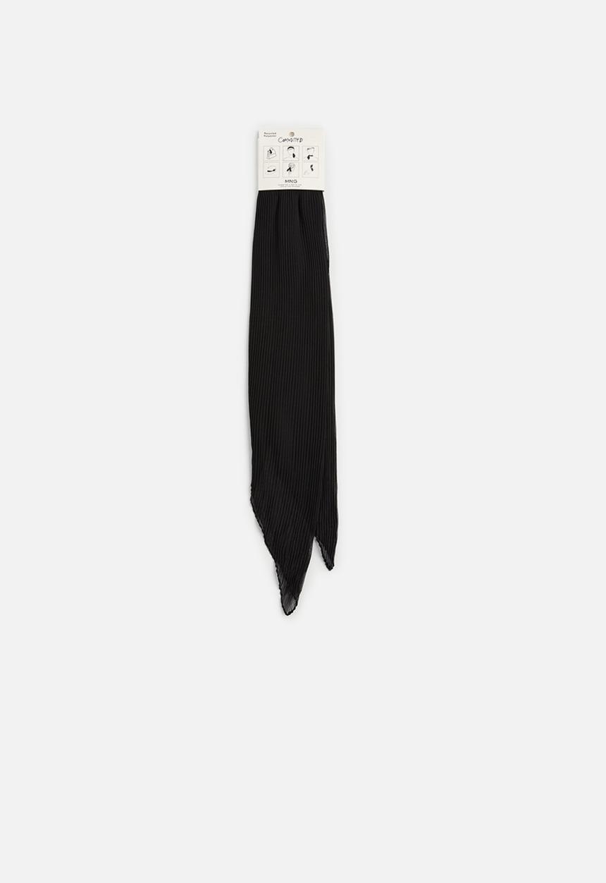 MANGO - Semi-transparent textured scarf - black