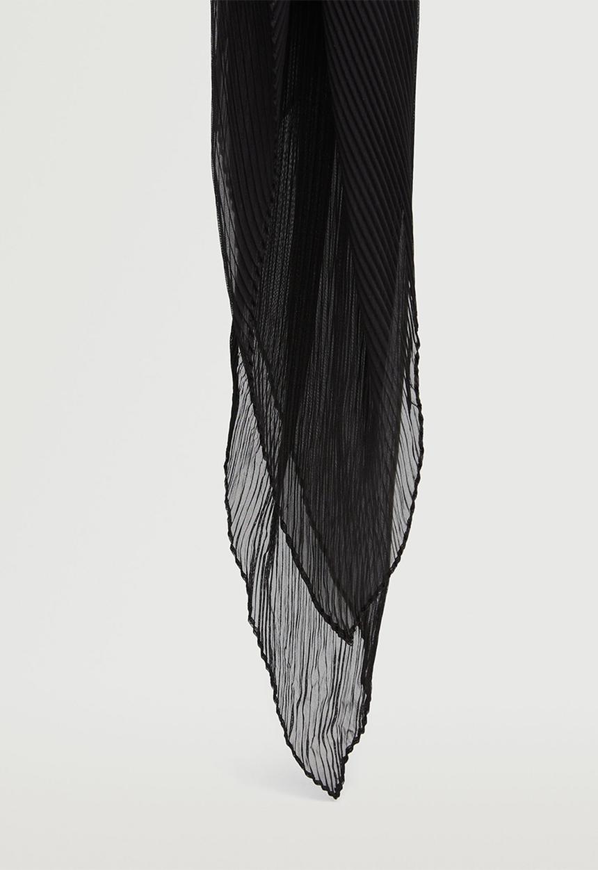 MANGO - Semi-transparent textured scarf - black