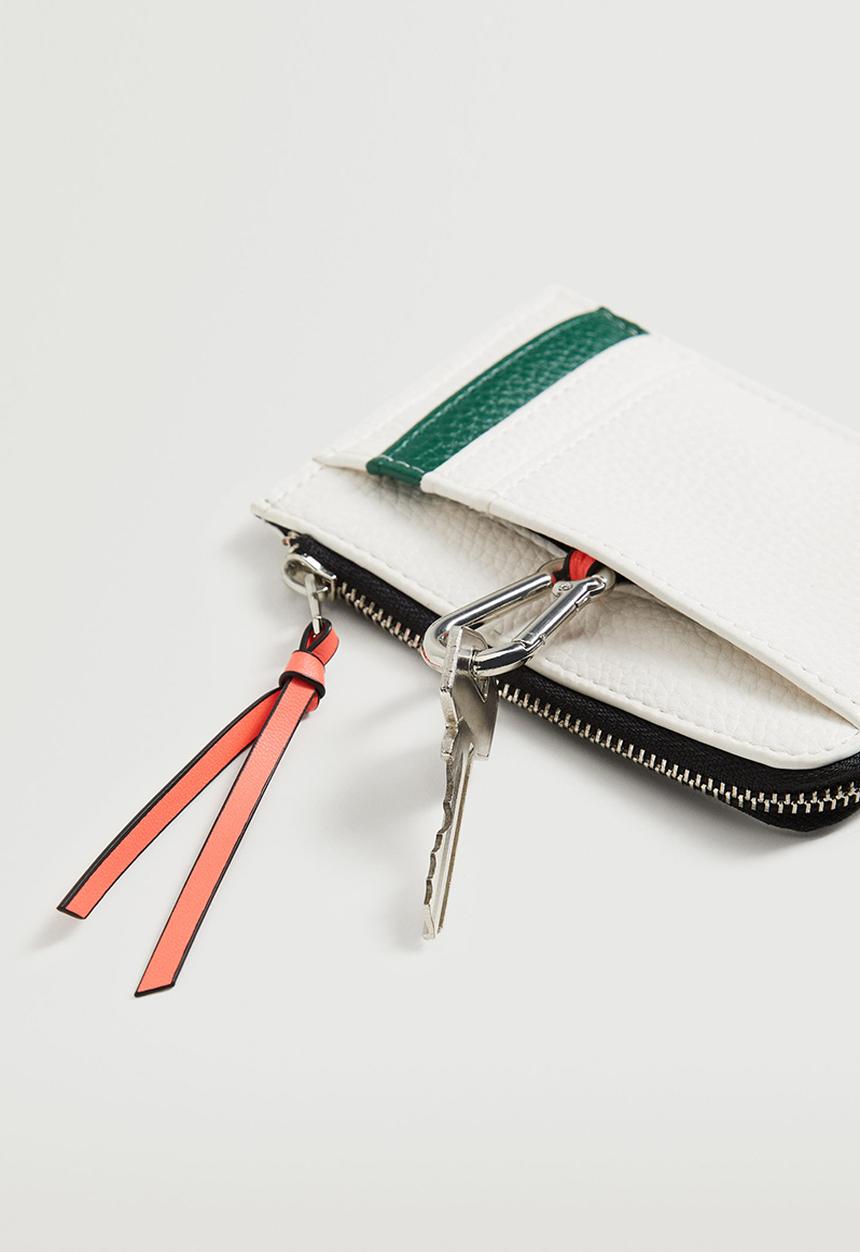 MANGO - Saffiano-effect cardholder - green