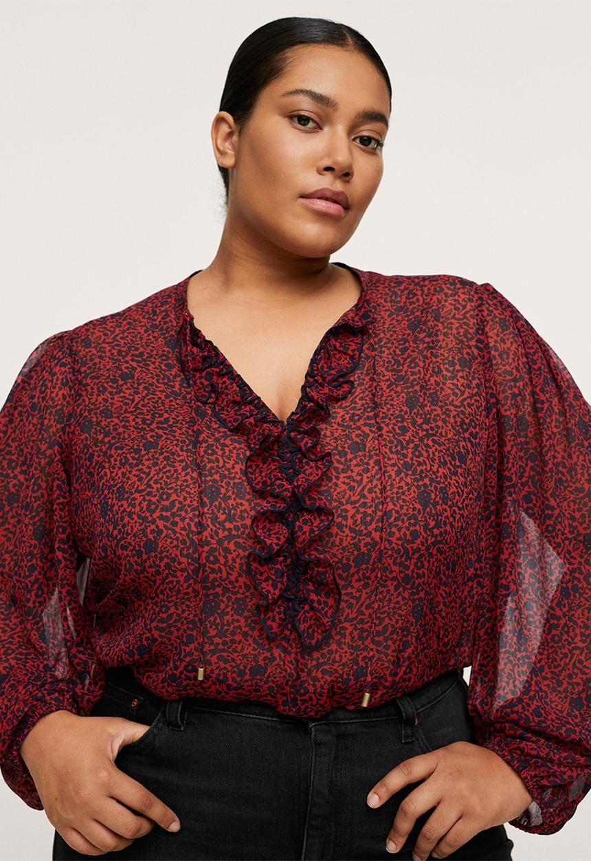 MANGO - Plus blouse coeur - red