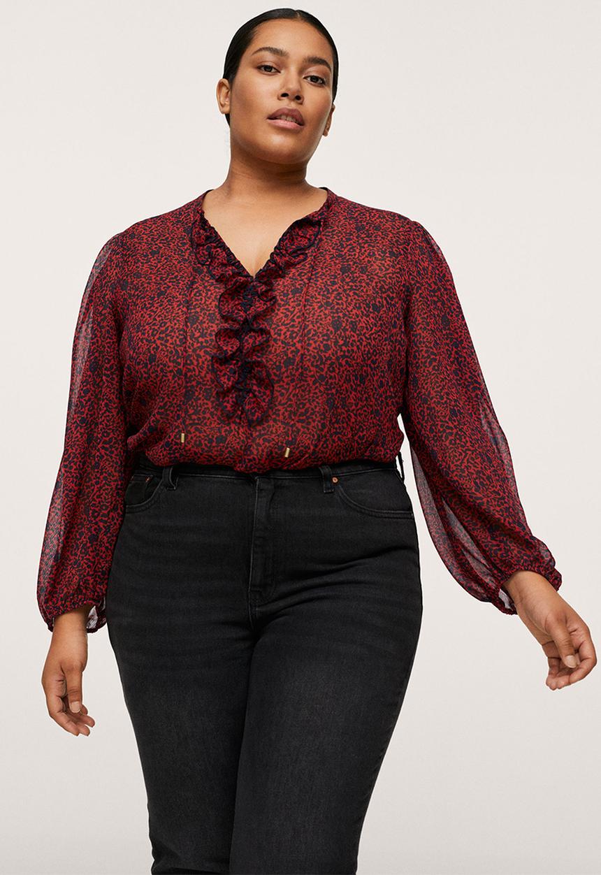 MANGO - Plus blouse coeur - red
