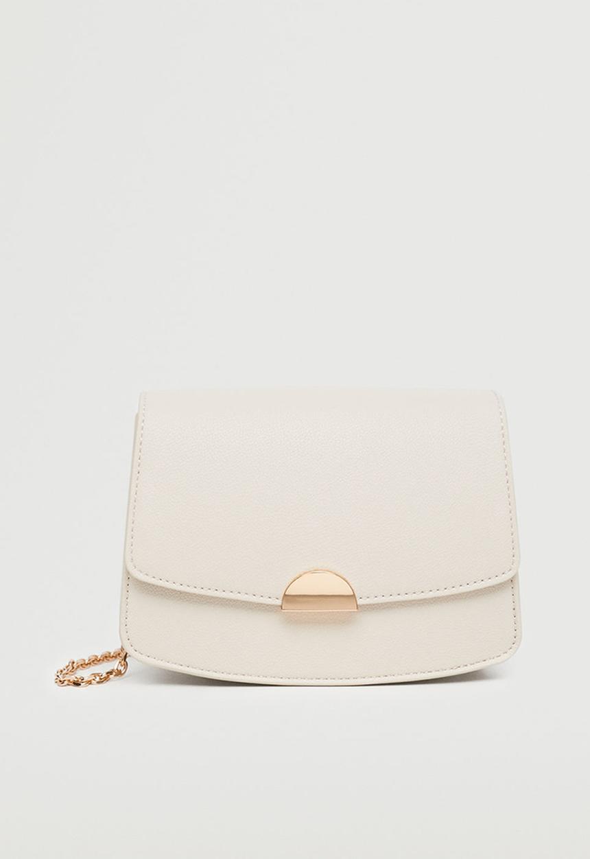 MANGO - Flap chain bag - off white