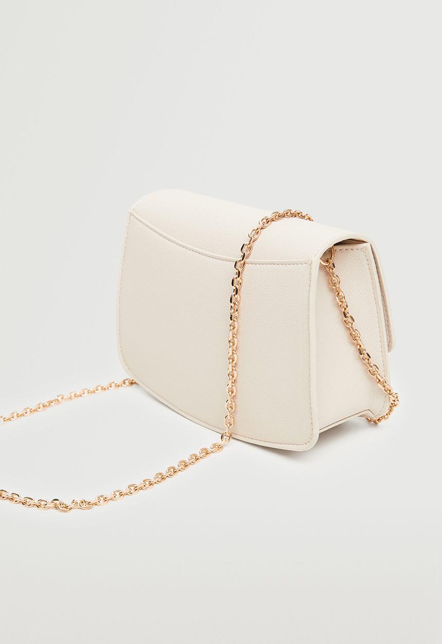 MANGO - Flap chain bag - off white