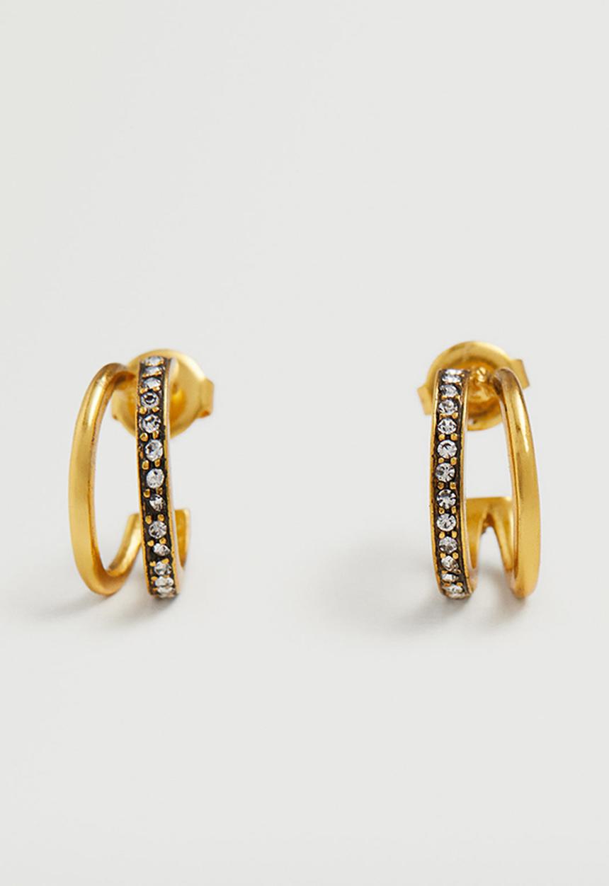 MANGO - Sparkled  hoop earrings - gold