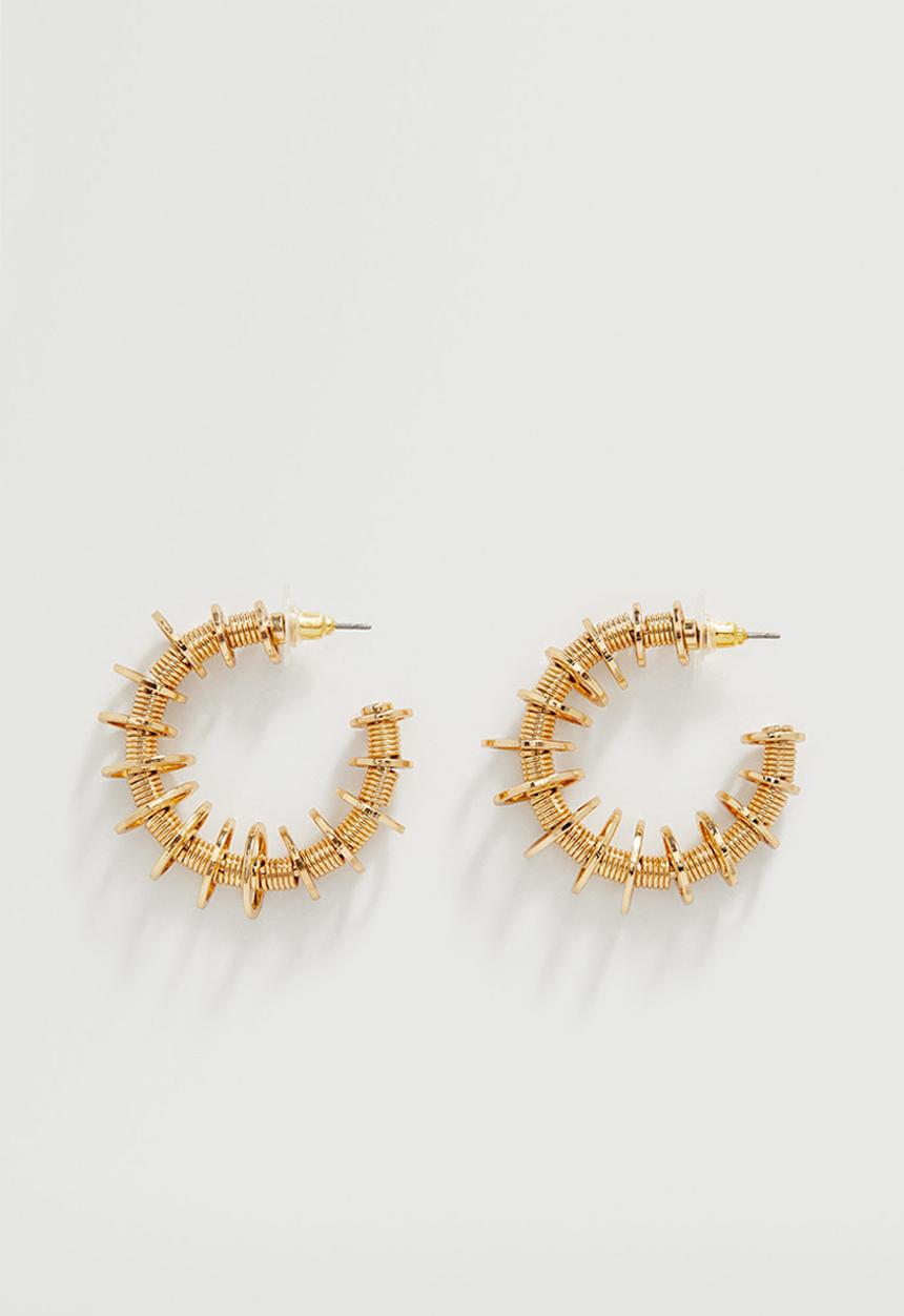 MANGO - Embossed hoop earrings- gold