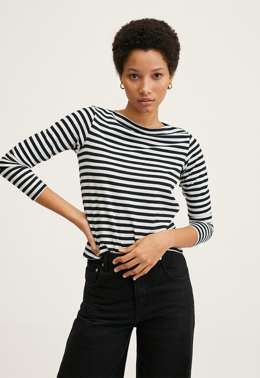 MANGO - T-shirt saco2 - black & white 