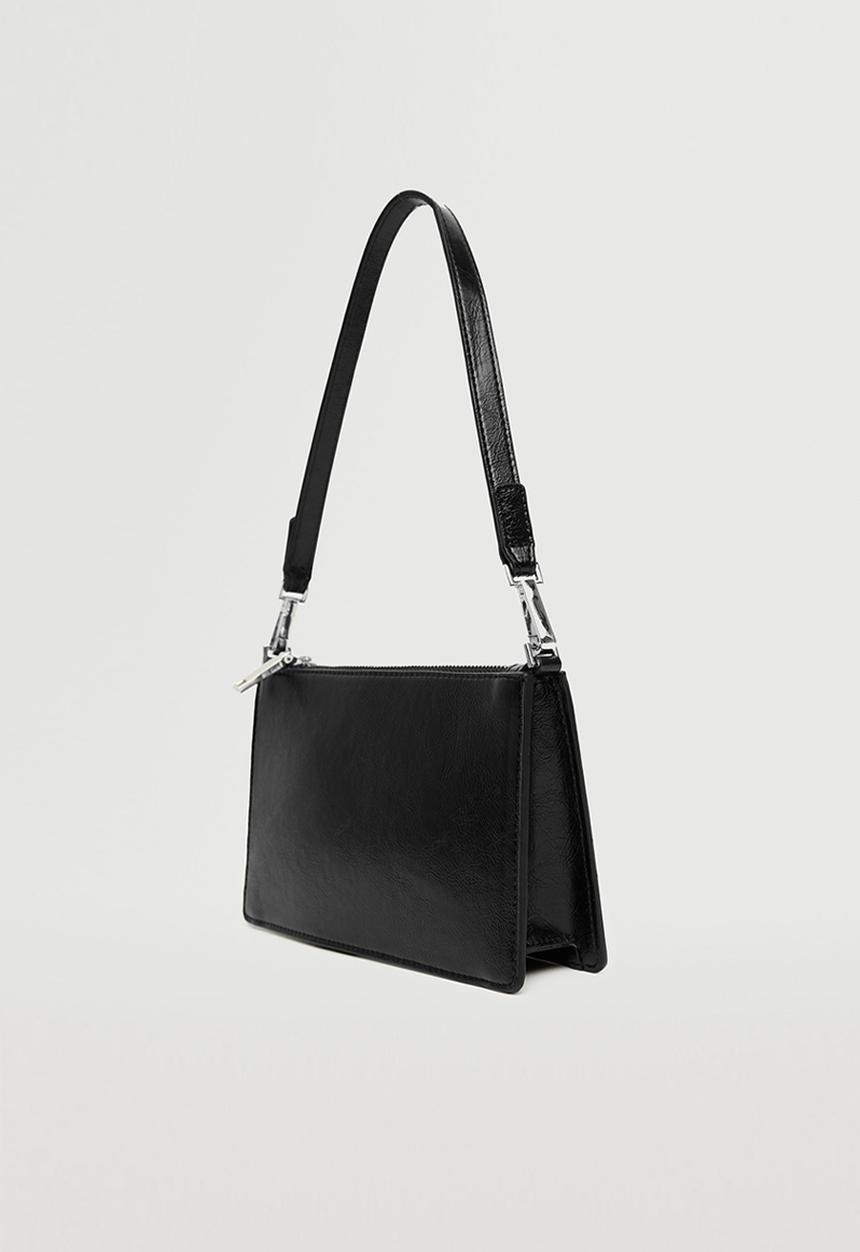 MANGO - Glossy baguette bag - black