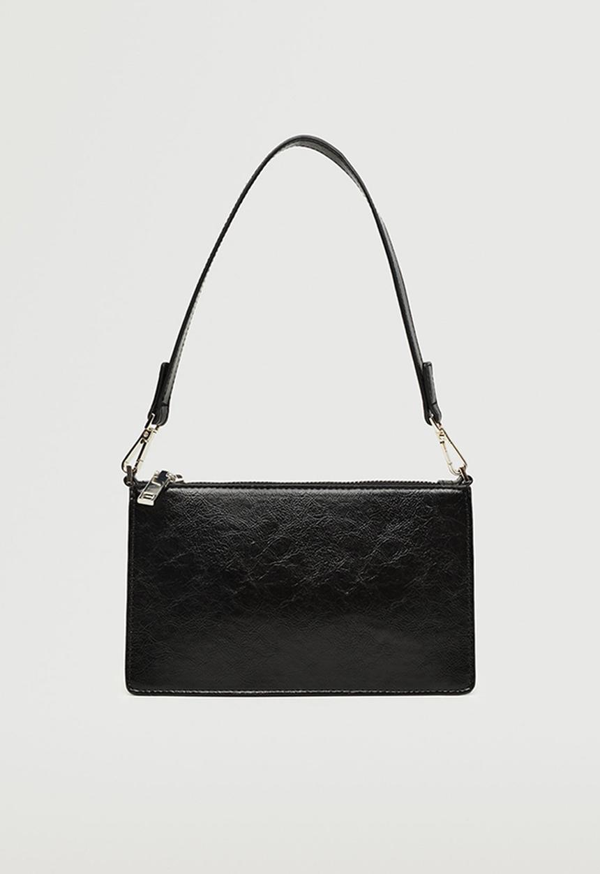 MANGO - Glossy baguette bag - black