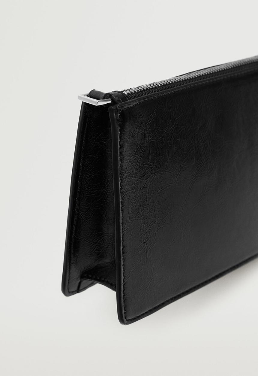 MANGO - Glossy baguette bag - black