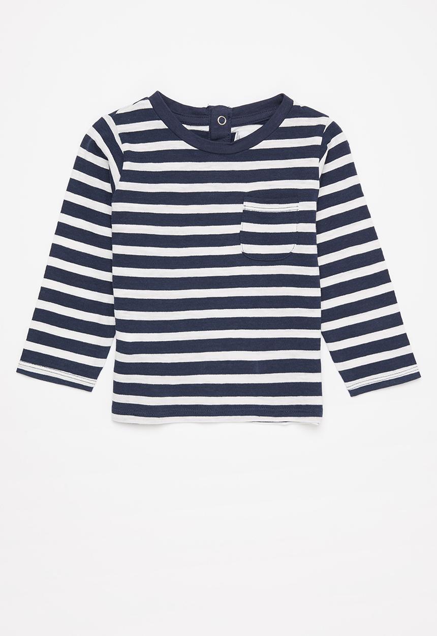 MANGO - T-shirt ivan1 - navy & white 