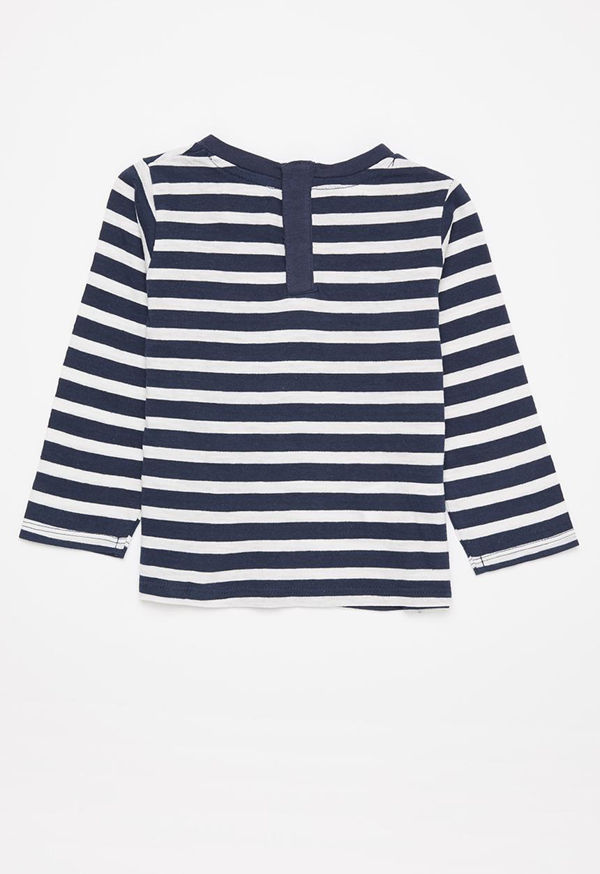 MANGO - T-shirt ivan1 - navy & white 