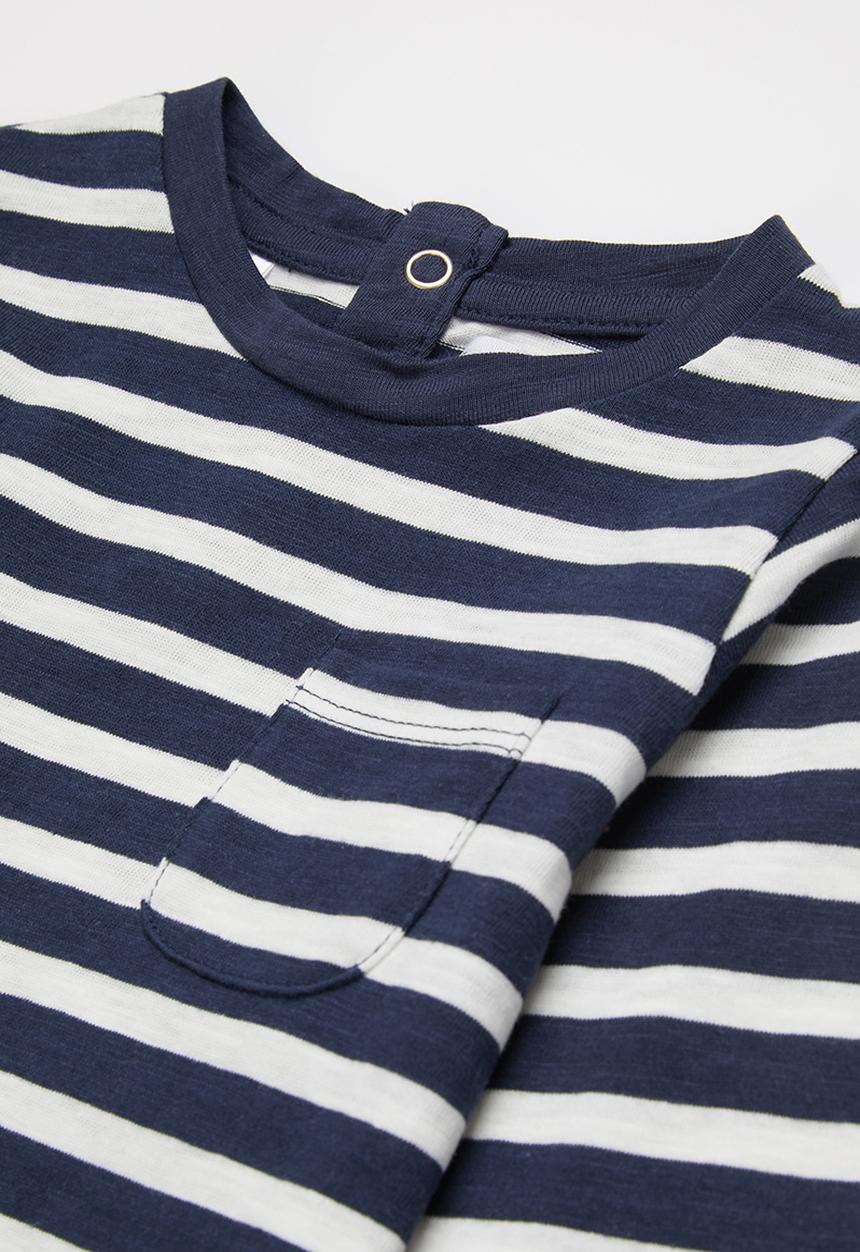 MANGO - T-shirt ivan1 - navy & white 