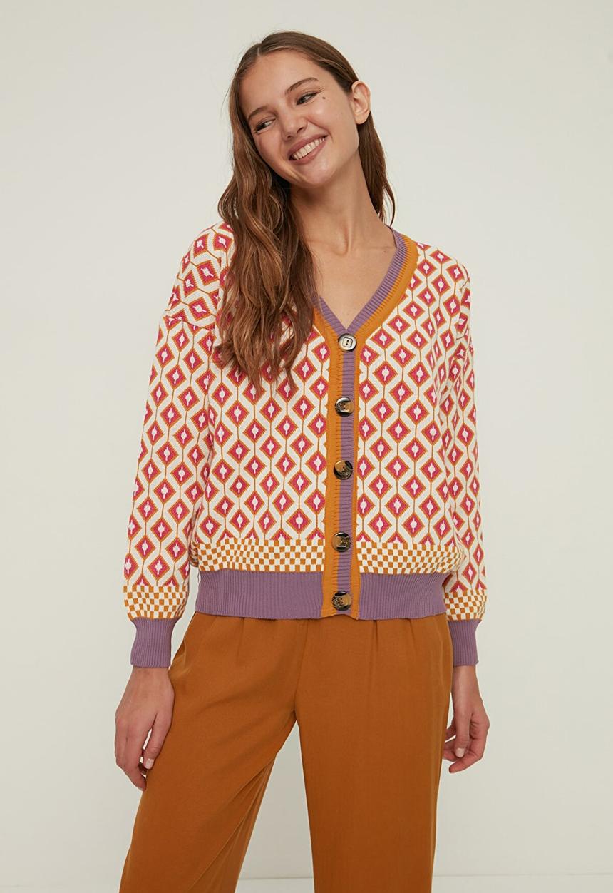 Trendyol - Jacquard knitwear cardigan - lilac