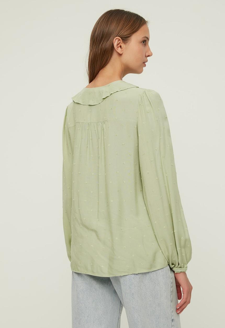Trendyol - Collar detailed shirt - green