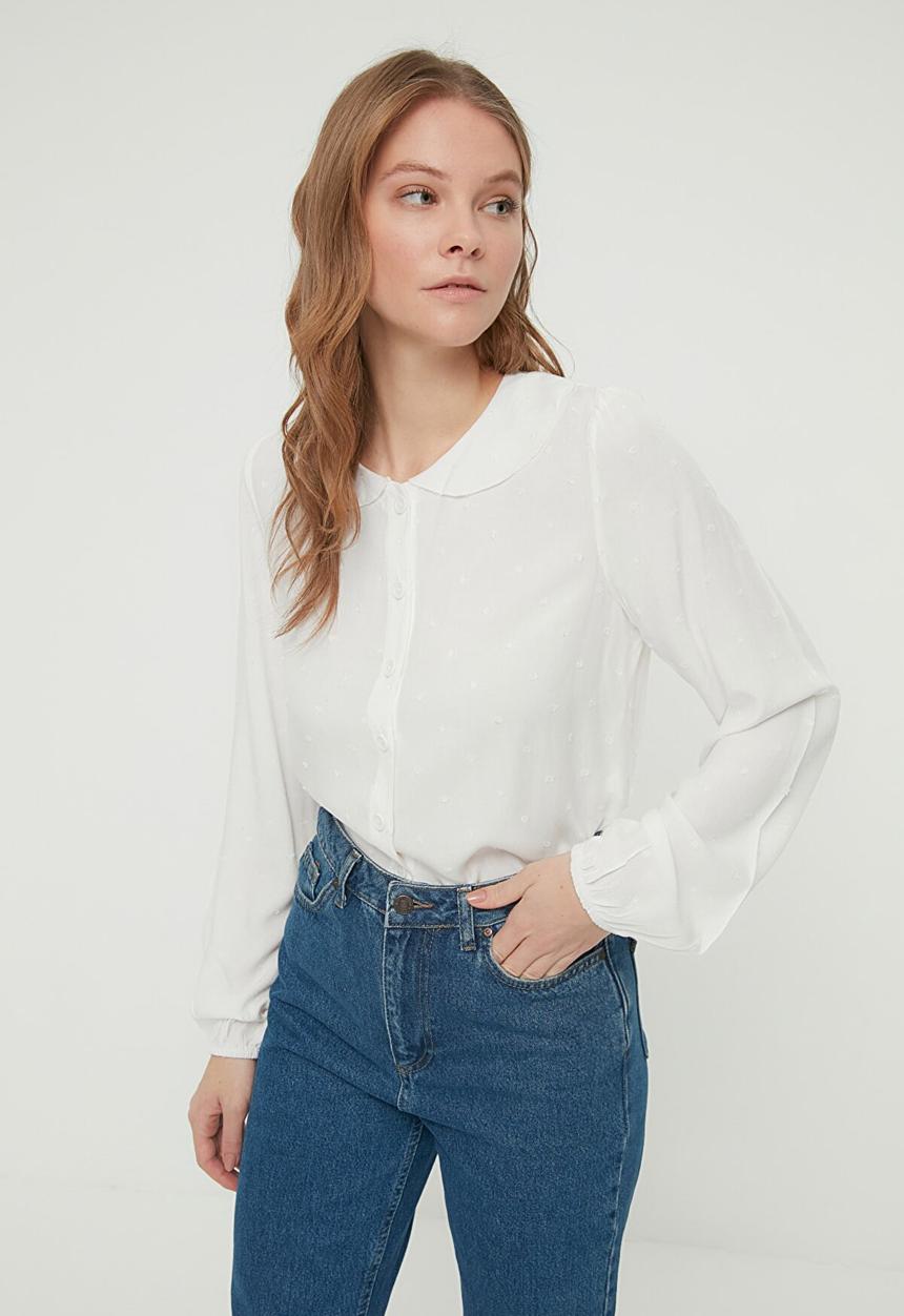 Trendyol - Collar detailed shirt - ecru