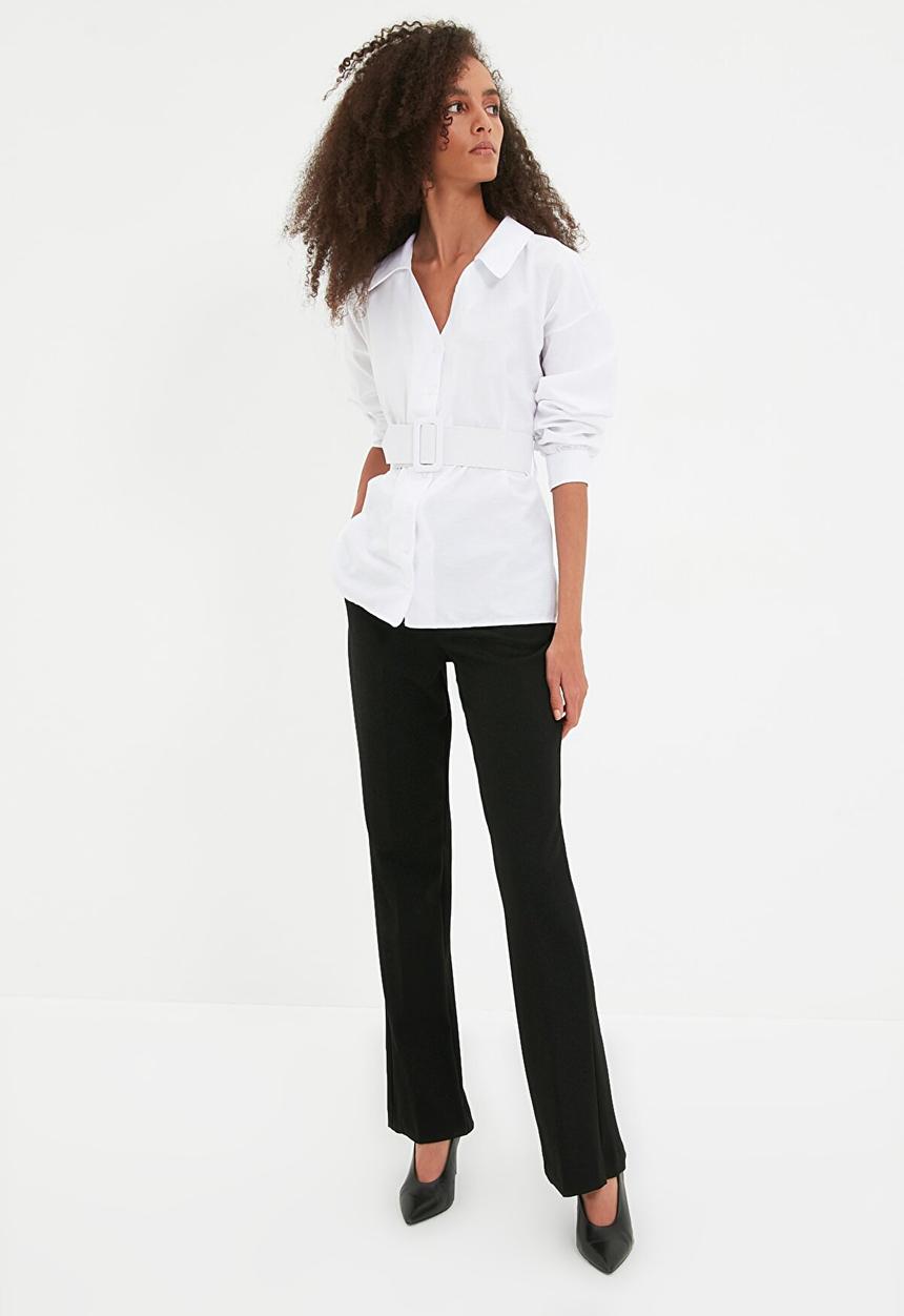 Trendyol - Belted shirt - ecru