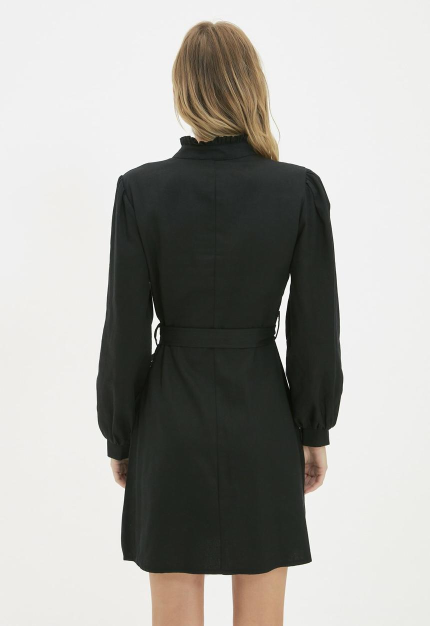 Trendyol - Double breasted collar dress  - black