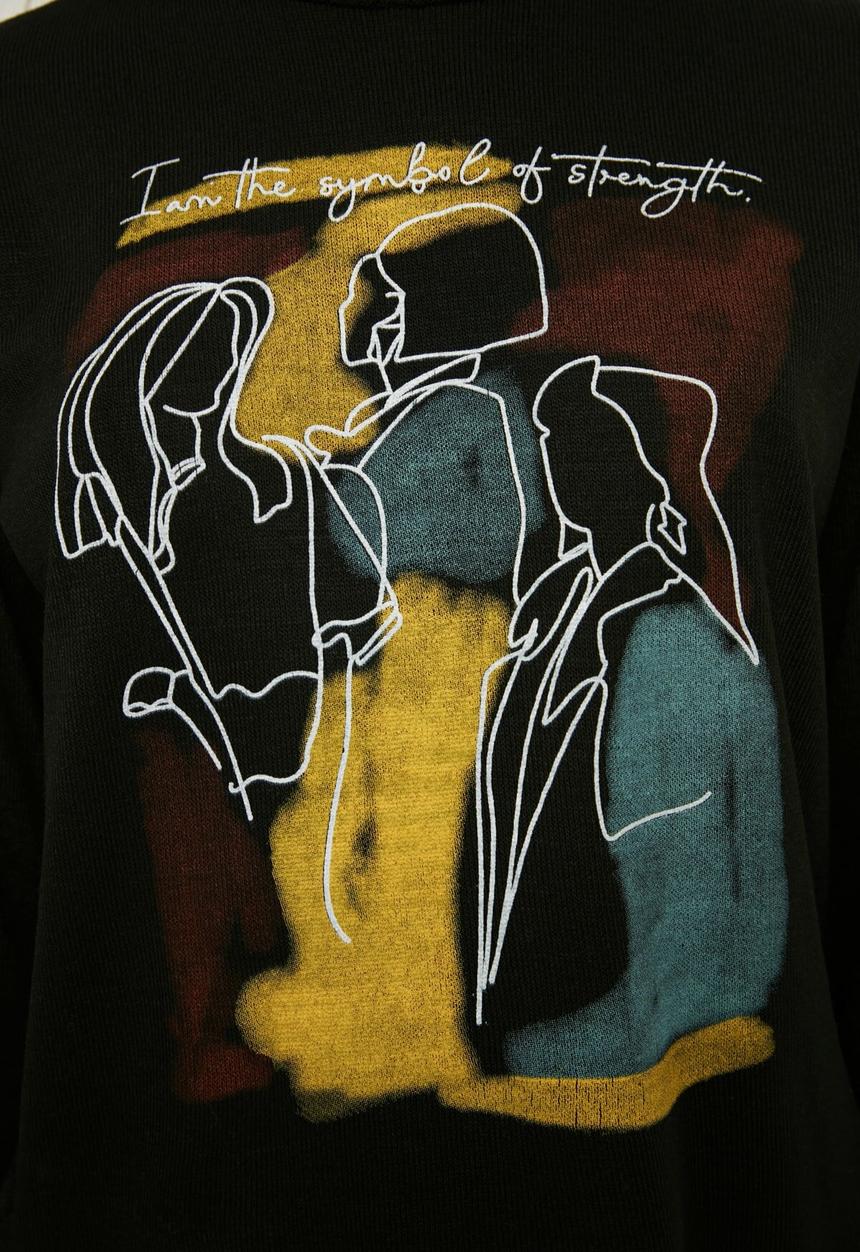 Trendyol - Print detailed knitwear sweater - black