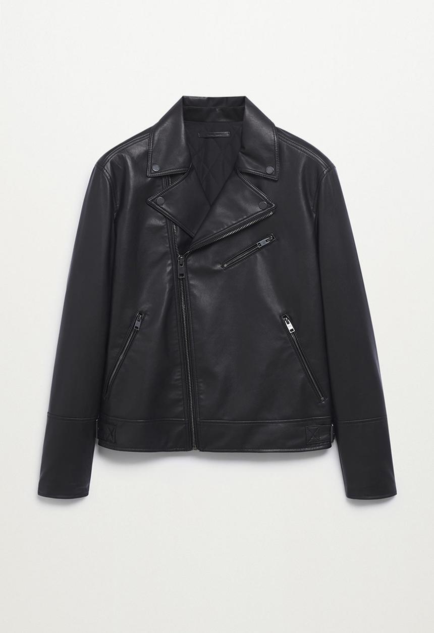 MANGO - Zuko Faux-leather biker jacket  - black