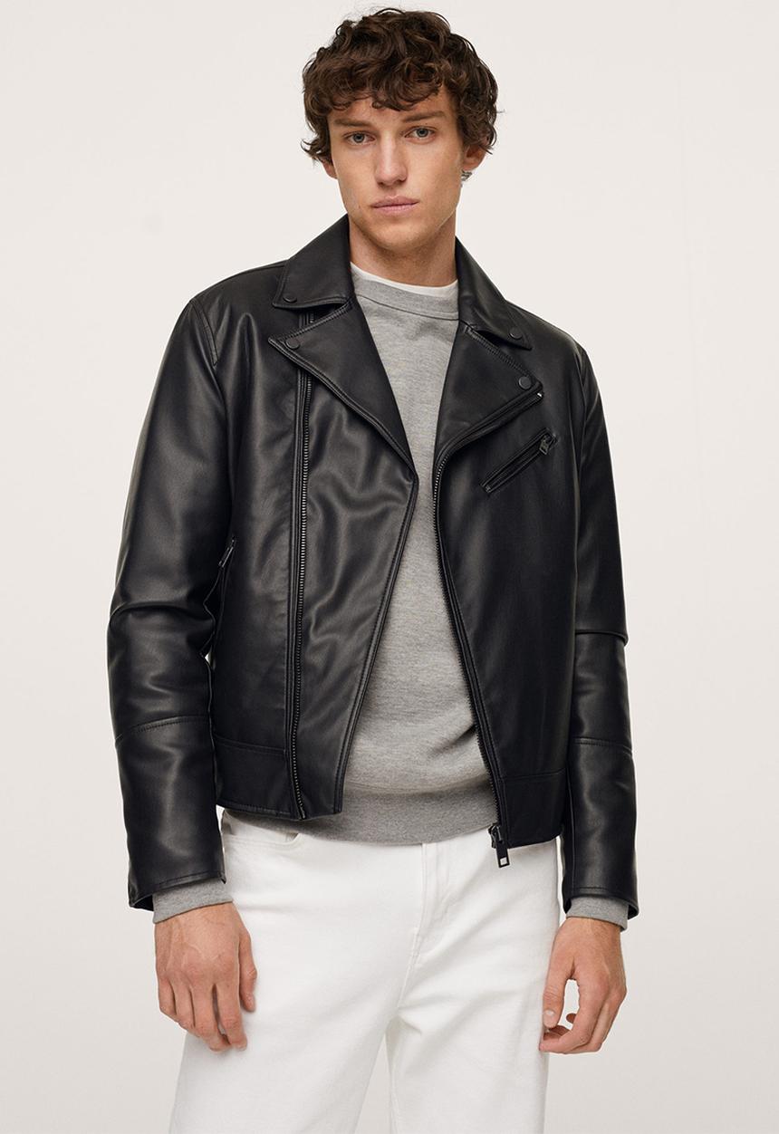 MANGO - Zuko Faux-leather biker jacket  - black