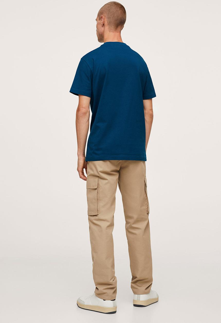 MANGO - Cherlo sustainable cotton basic T-shirt - mid-blue