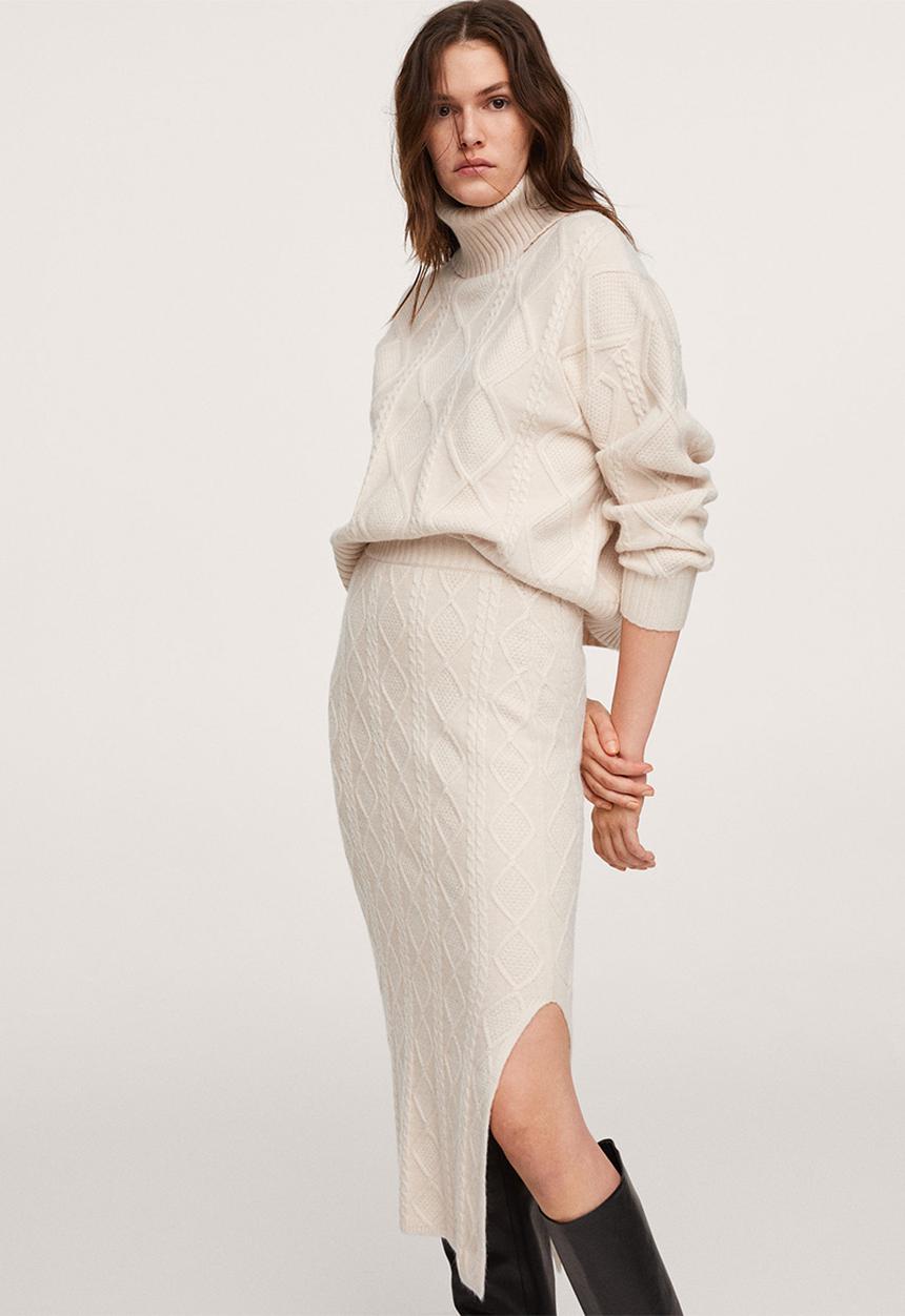 MANGO - Skirt camill - light beige