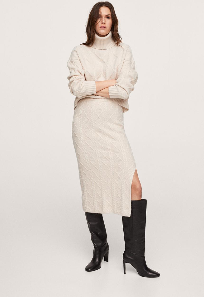 MANGO - Skirt camill - light beige