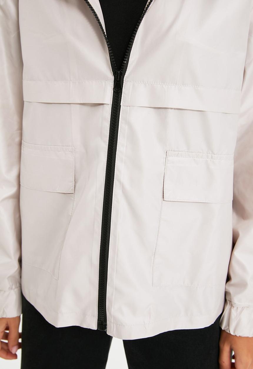 Trendyol - Hooded zipper closure jacket - stone