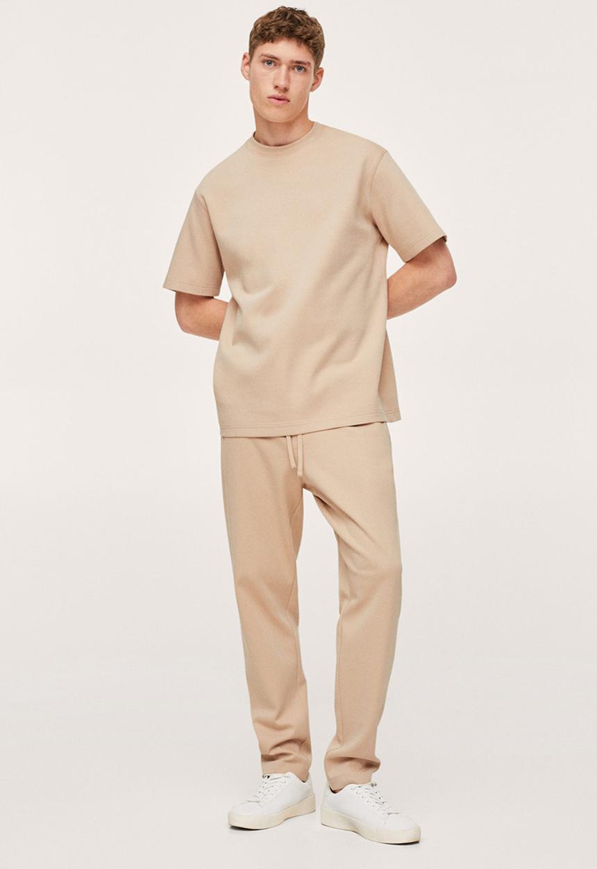 MANGO - Firosp Cotton jogger-style trouser  - light beige