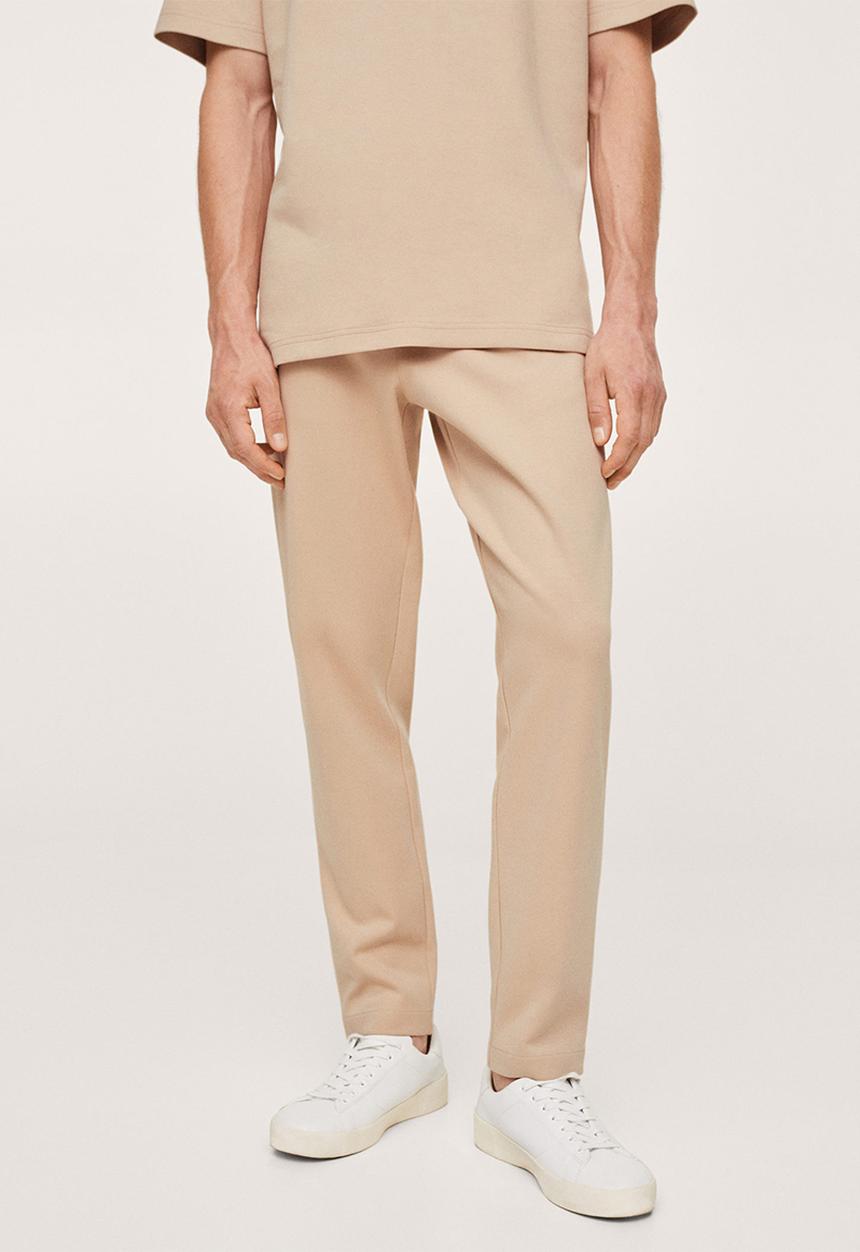MANGO - Firosp Cotton jogger-style trouser  - light beige