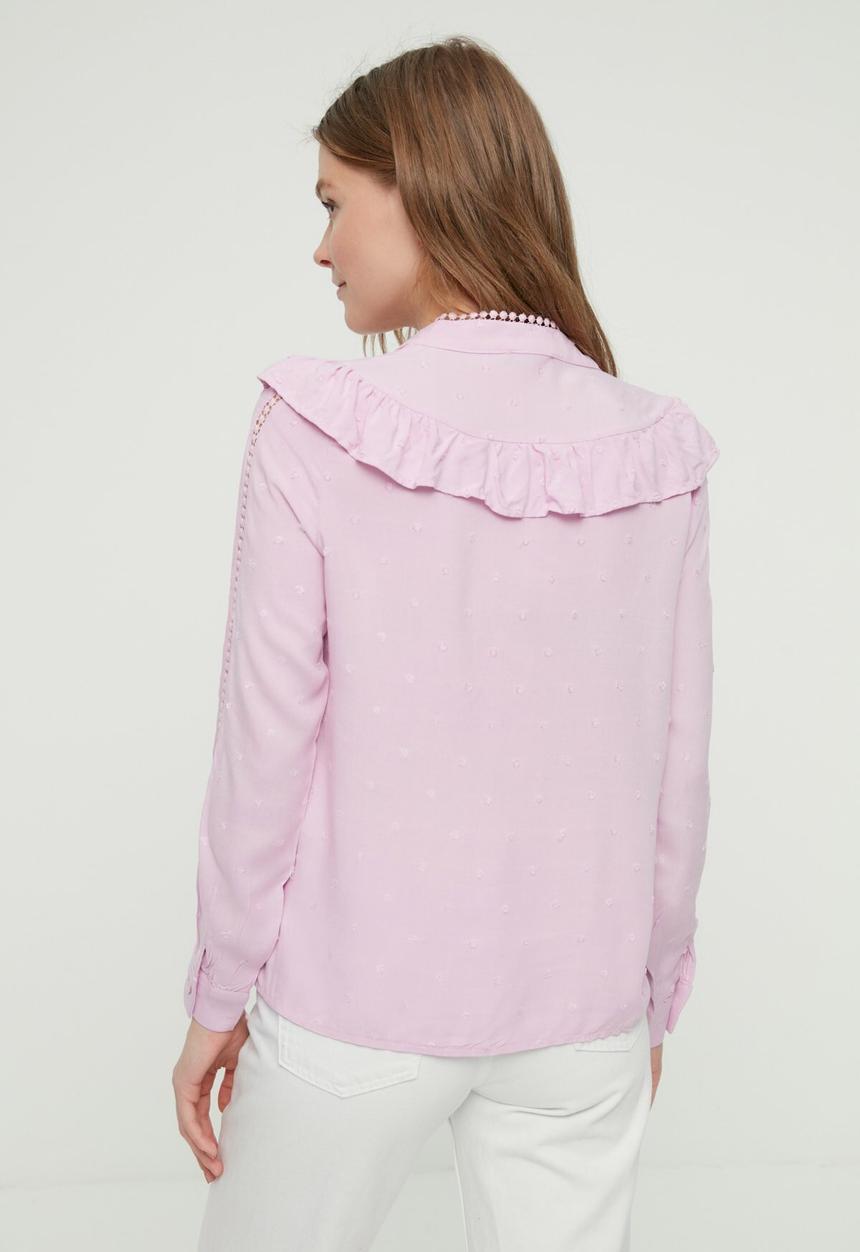 Trendyol - Ruffle feminine shirt - lilac