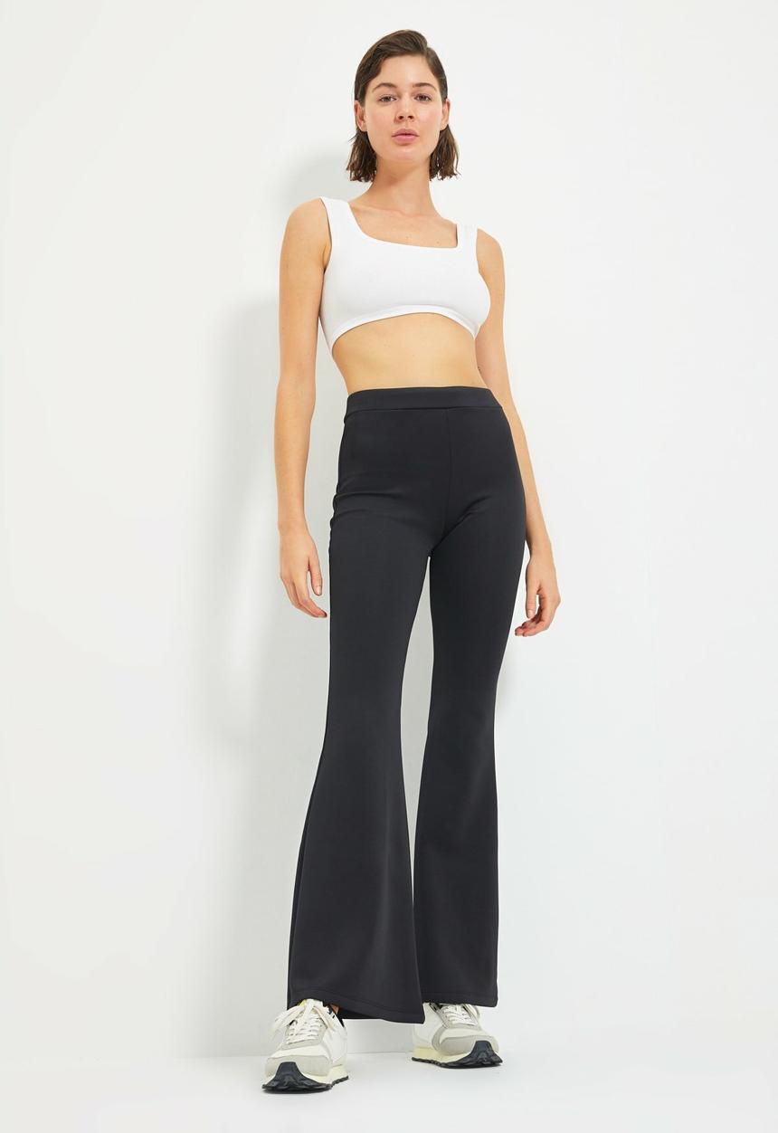 Trendyol - Flare knitted trousers - black