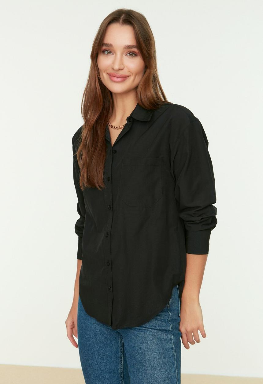 Trendyol - Boyfriend shirt - black