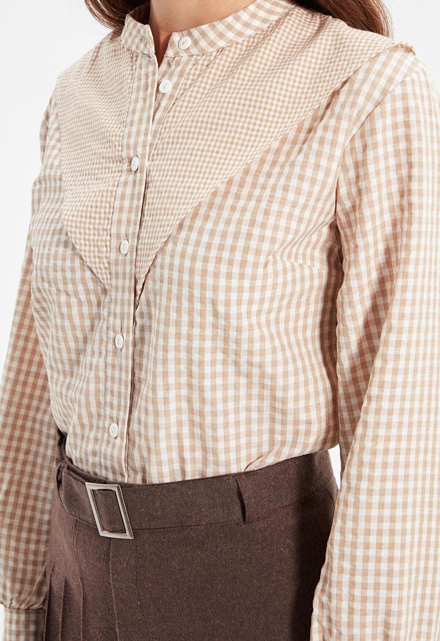 Trendyol - Standing collar shirt - stone