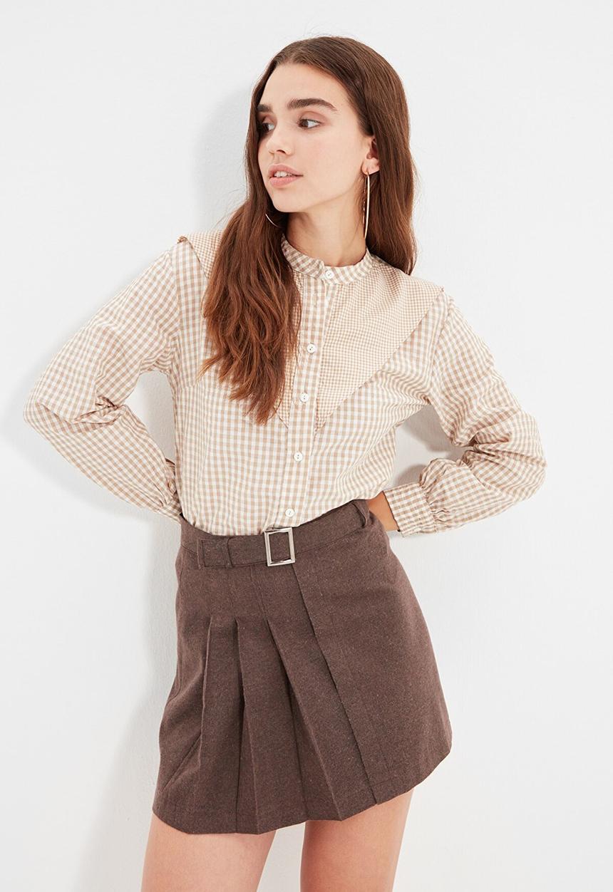 Trendyol - Standing collar shirt - stone