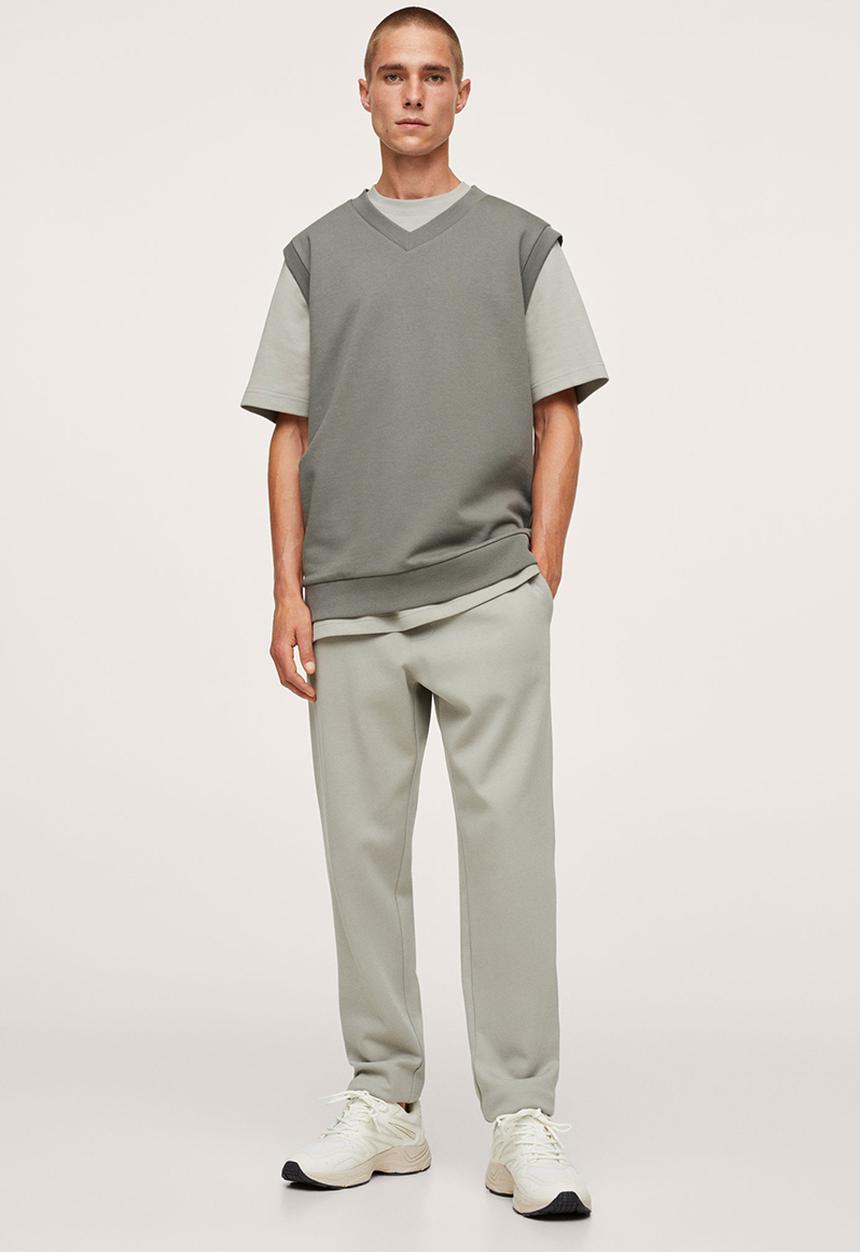 MANGO - Tamariu V-neck Sweatshirt Vest - grey