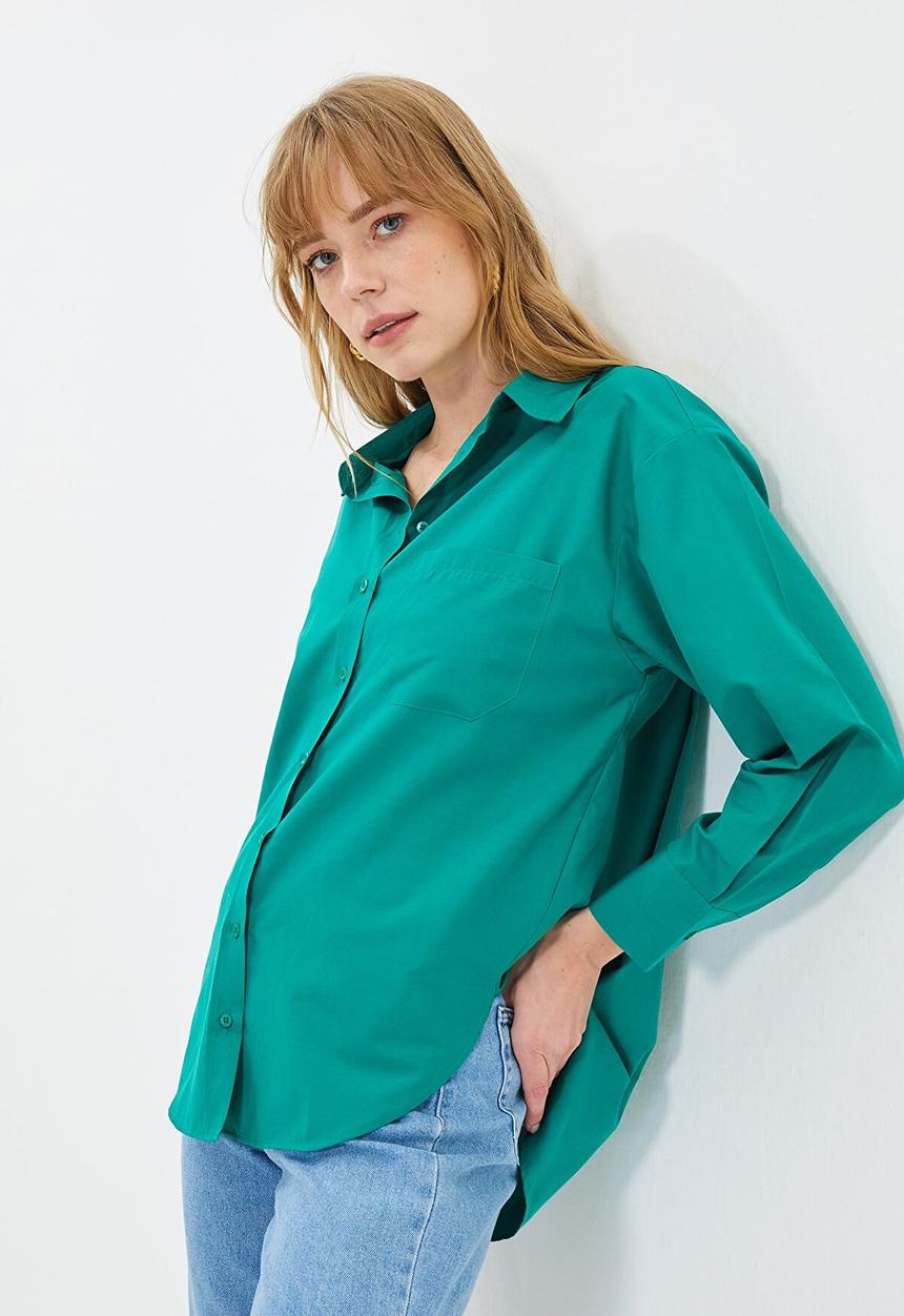 Trendyol - Boyfriend shirt - green