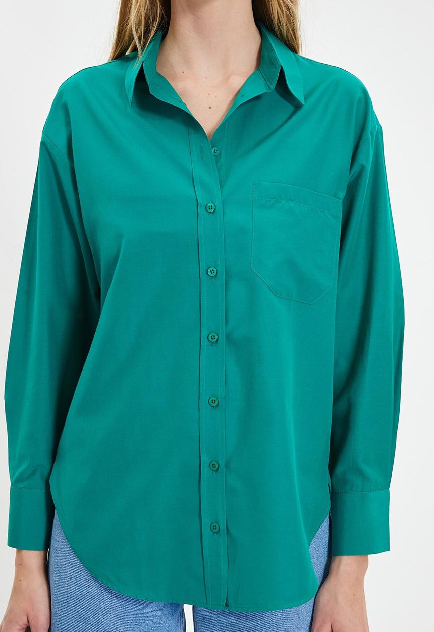 Trendyol - Boyfriend shirt - green