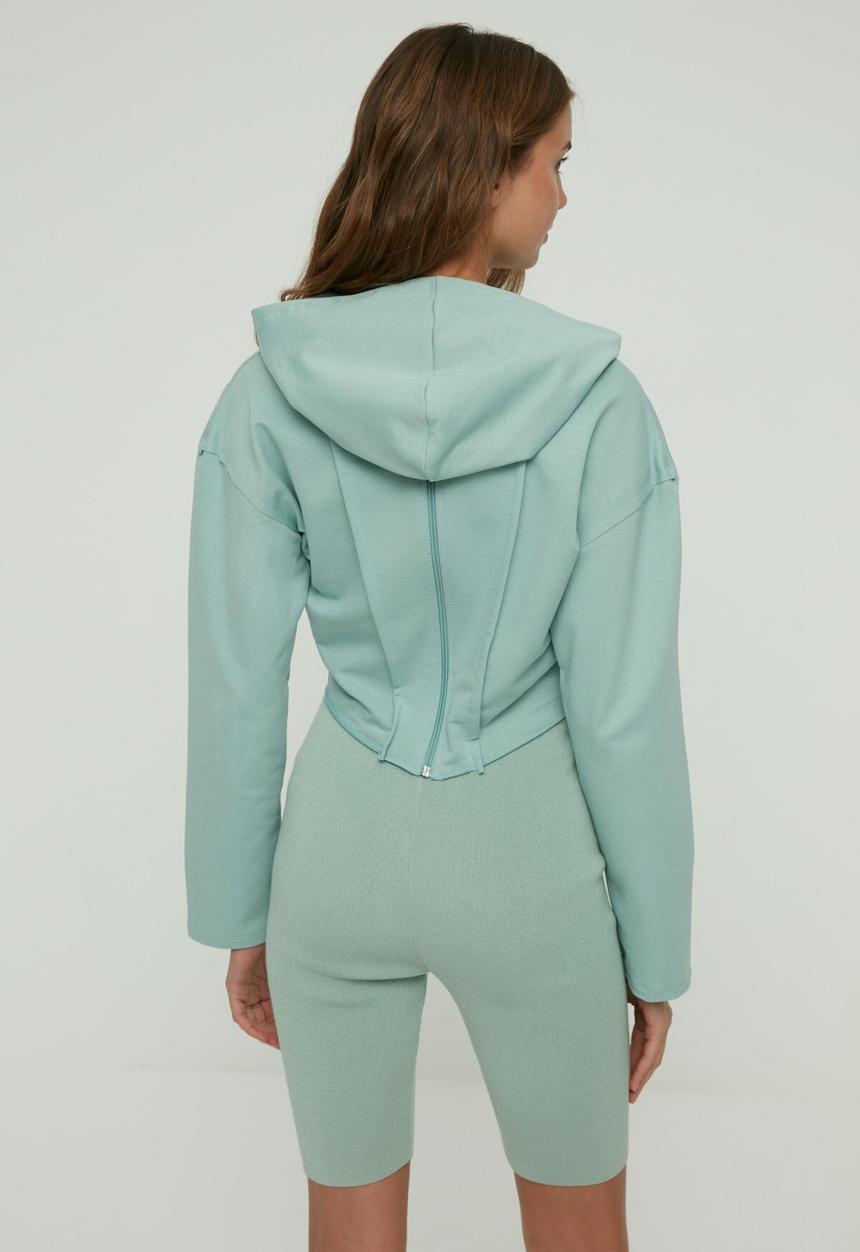 Trendyol - Crop slim sports sweatshirt - mint